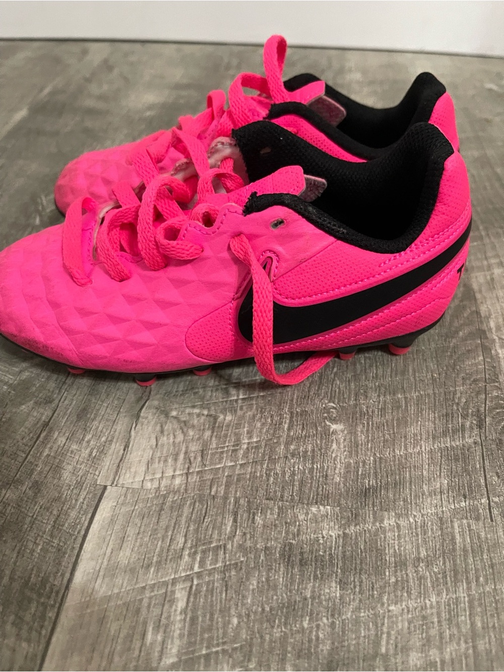 Nike Tiempo Bright Pink Soccer Cleat with Black Swoosh - Picture 3 of 6